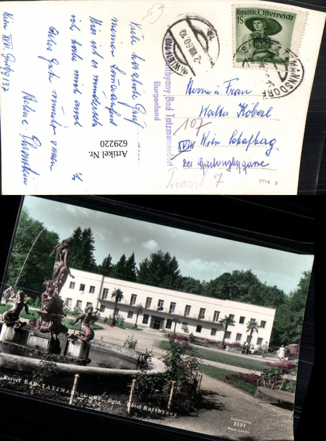 629220,Foto Ak Bad Tatzmannsdorf Hotel Batthyany Springbrunnen Brunnen