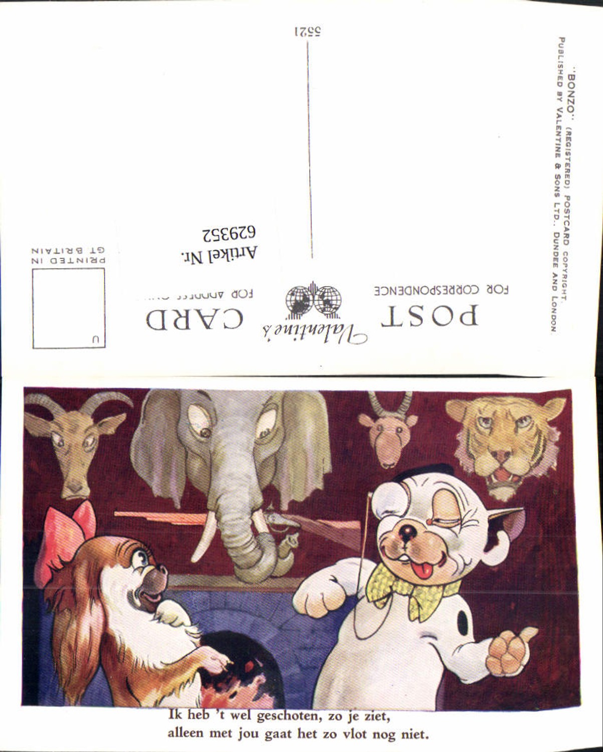 629352,Künstler AK Bonzo Elefant Humor Hund Jäger Jagd Monokel
