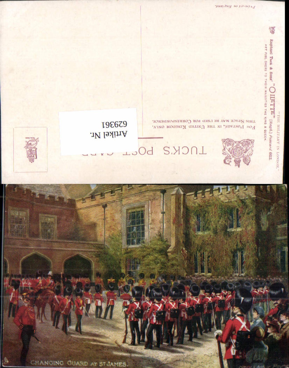 629361,Henry Arthur Payne London Soldaten Changing Guard St. James R. TUCK 6412