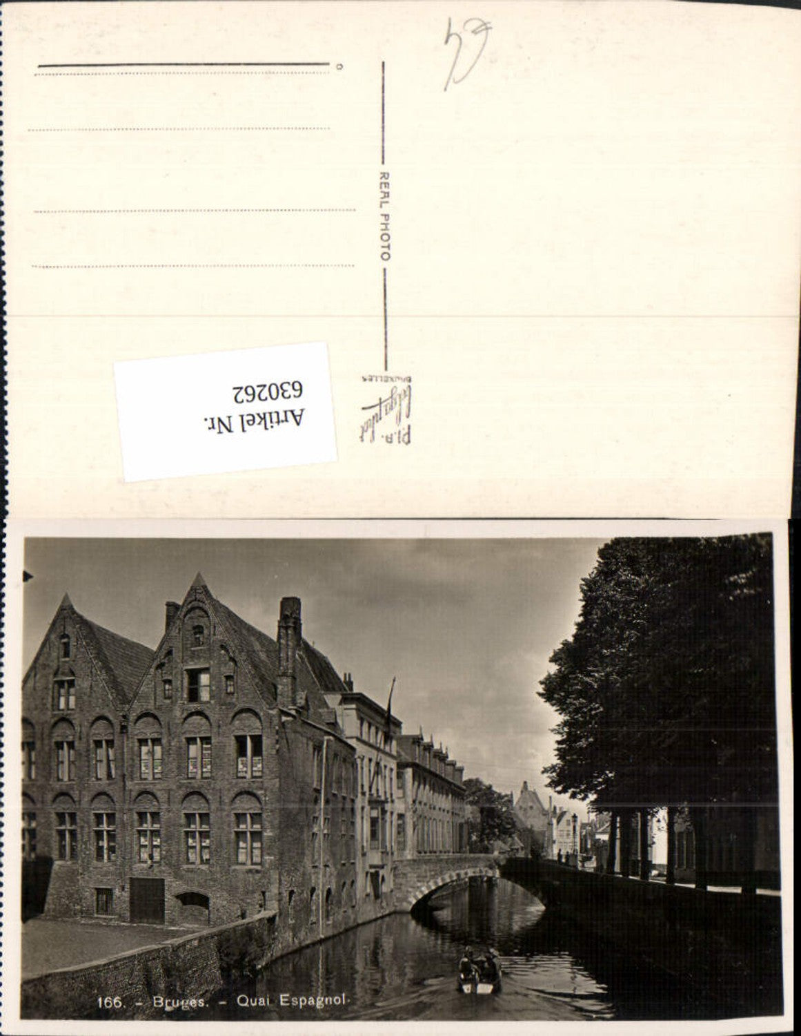 630262,Foto Ak Bruges Brügge Quai Espagnol Brücke Boot Belgium