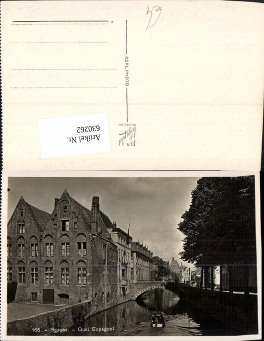 630262,Foto Ak Bruges Brügge Quai Espagnol Brücke Boot Belgium