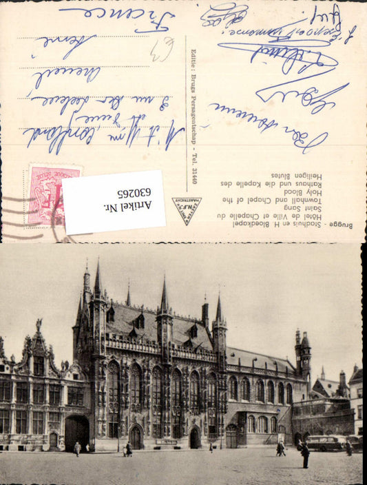 630265,Brugge Brügge Stadhuis en H. Bloedkapel Rathaus Kapelle Hl. Blutes Belgium