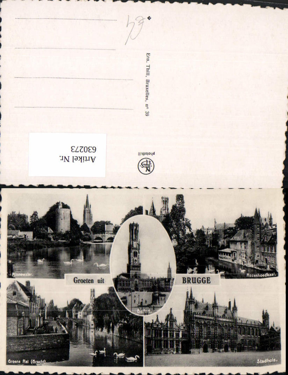 630273,Mehrbild Ak Brugge Brügge Minnewater Stadthuis Belgium