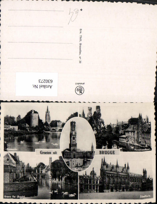 630273,Mehrbild Ak Brugge Brügge Minnewater Stadthuis Belgium
