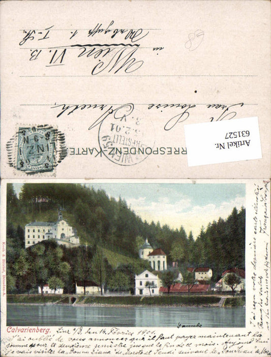 631527,Lithographie Linz an der Donau Calvarienberg 1901