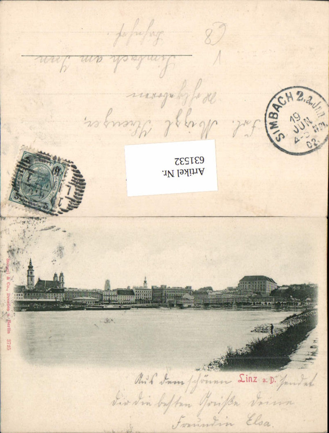 631532,Linz an der Donau Donaupartie Hafen Dampfer pub Stengel & Co. 3725