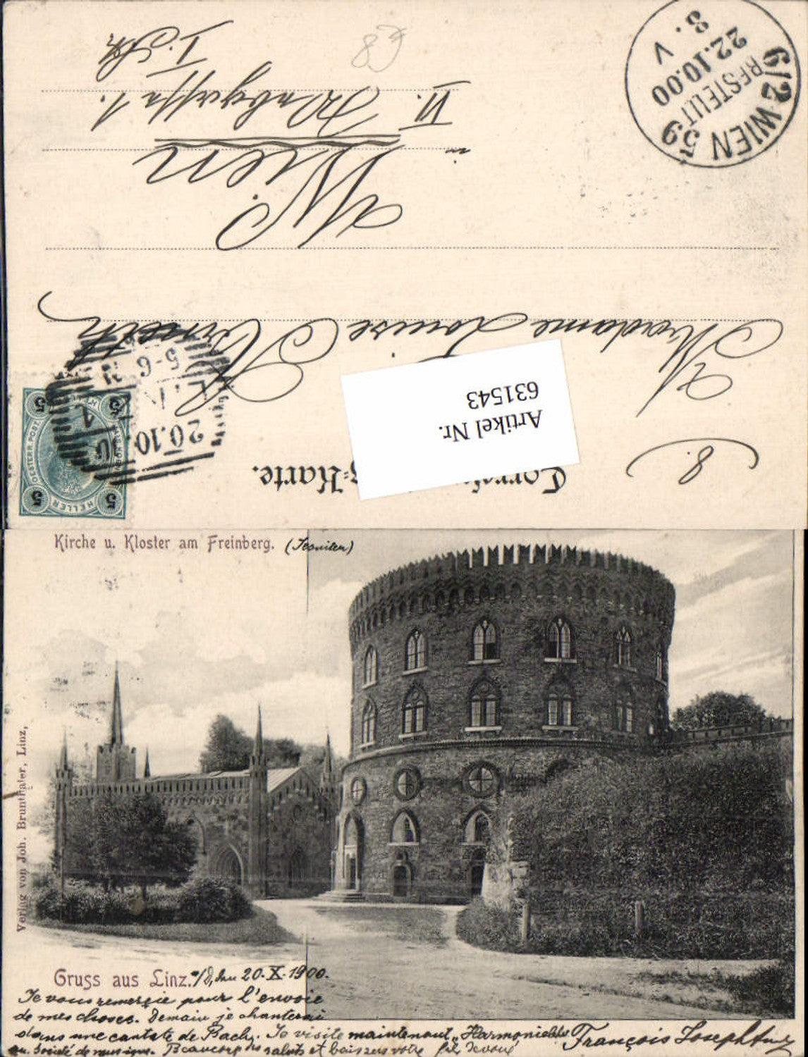 631543,Linz an der Donau Kirche und Kloster Freinberg 1900