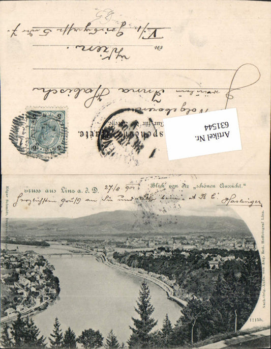 631544,Linz an der Donau 1900 Blick v.d. Schönen Aussicht pub Edgar Schmidt 1115b