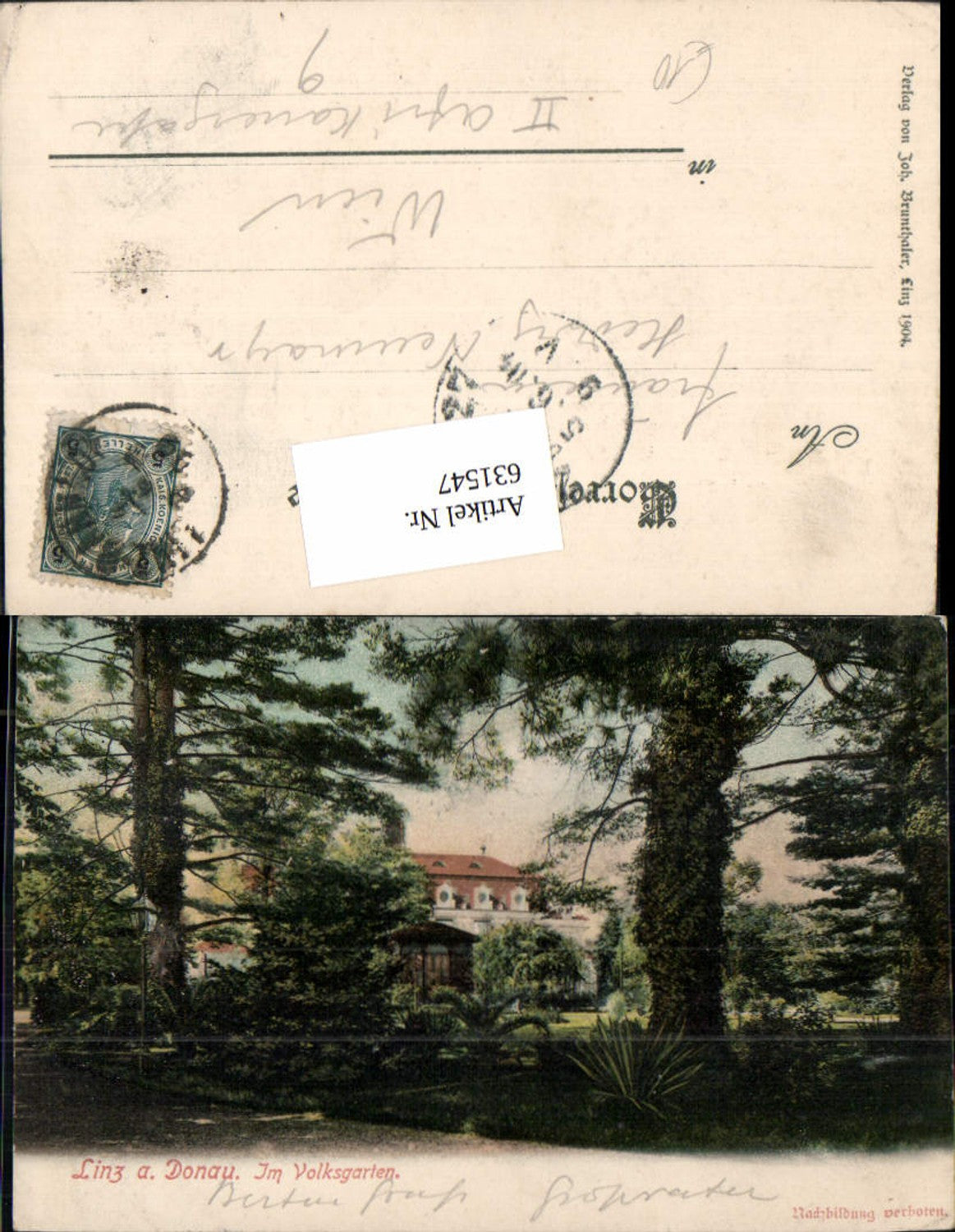 631547,Linz an der Donau Volksgarten Partie 1904 pub Brunthaler