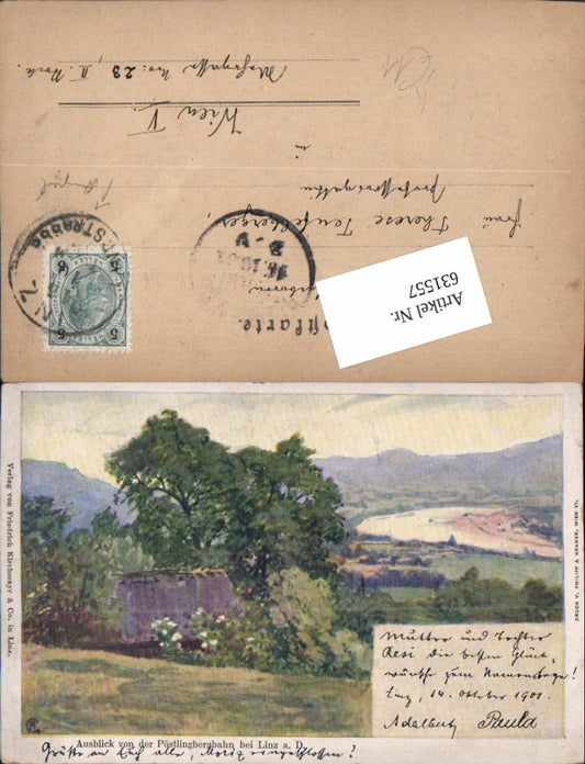 631557,tolle Lithographie Hans Christiansen Linz an der Donau Pöstlingberg Puchenau