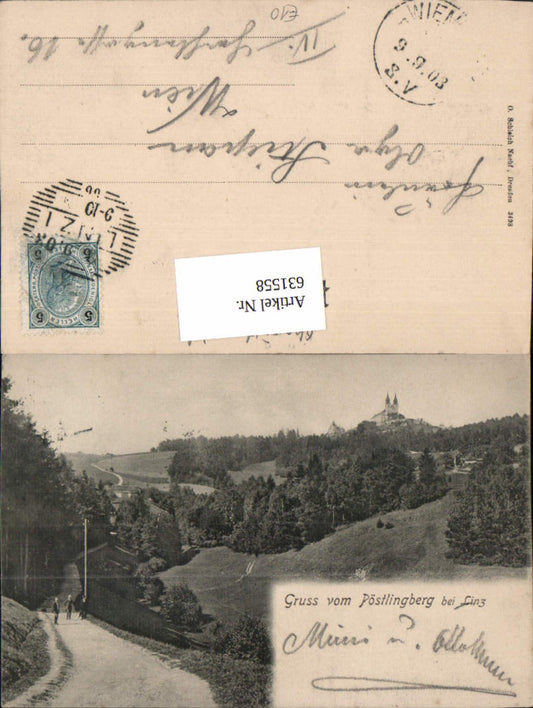 631558,seltene AK Linz an der Donau Gruß vom Pöstlingberg