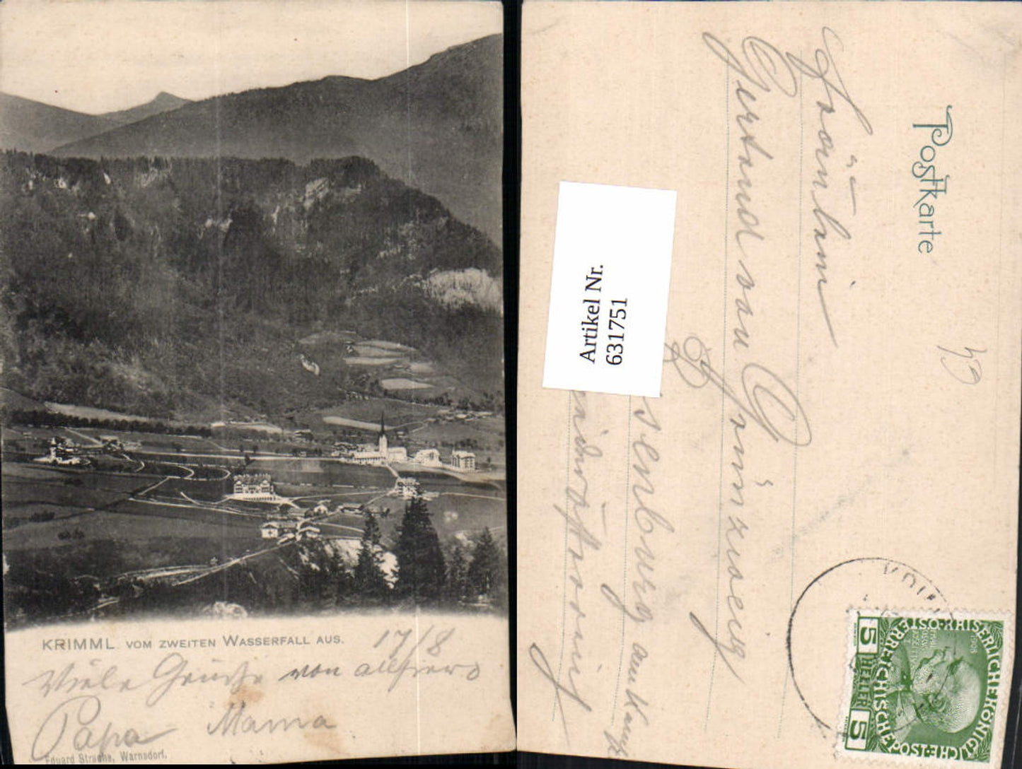 631751,Krimml vom zweiten Wasserfall aus