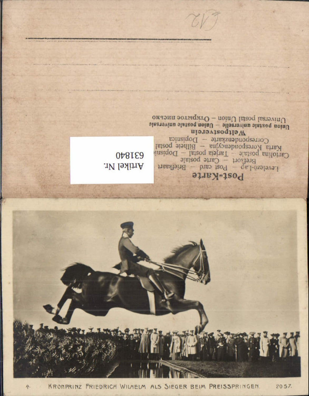 631840,Kronprinz Friedrich Wilhelm als Sieger Preisspringen Reiten Adel Monarchie