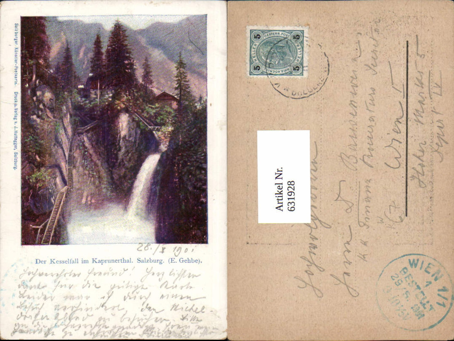 631928,Künstler AK E. Gehbe Kaprun Kesselfall Kaprunertal
