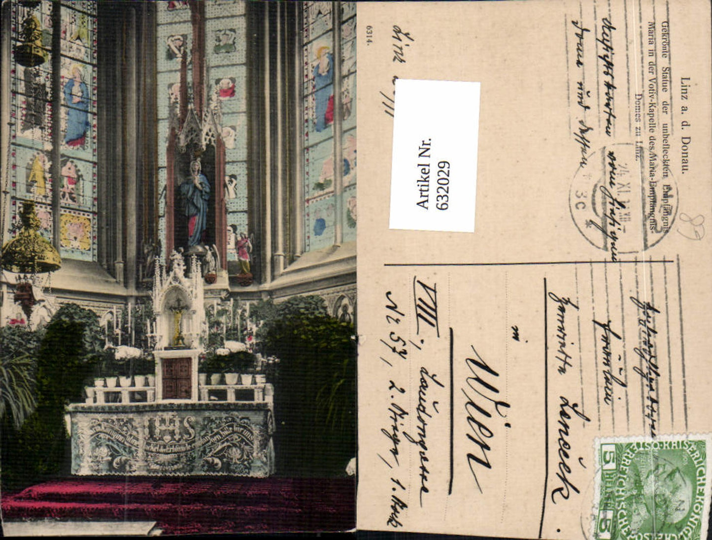 632029,Linz an der Donau Maria Empfängnis Dom Votiv Kapelle 1908