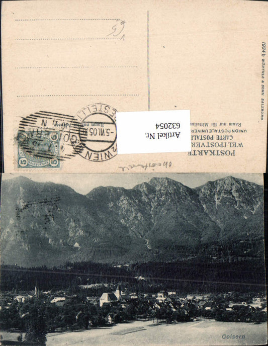 632054,Goisern pub Würthle & Sohn 1934 b Stp. 17/2 Wien bestellt 1905