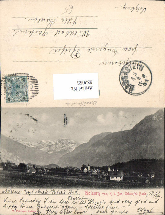 632055,seltene AK Goisern vom K. K. Jod Schwefel Bade 1901