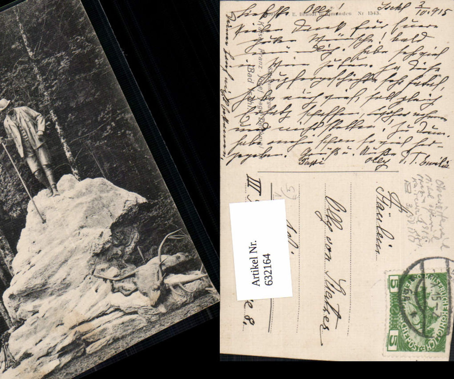 632164,Bad Ischl Kaiser Franz Josef Jagd Denkmal pub Brandt 1543