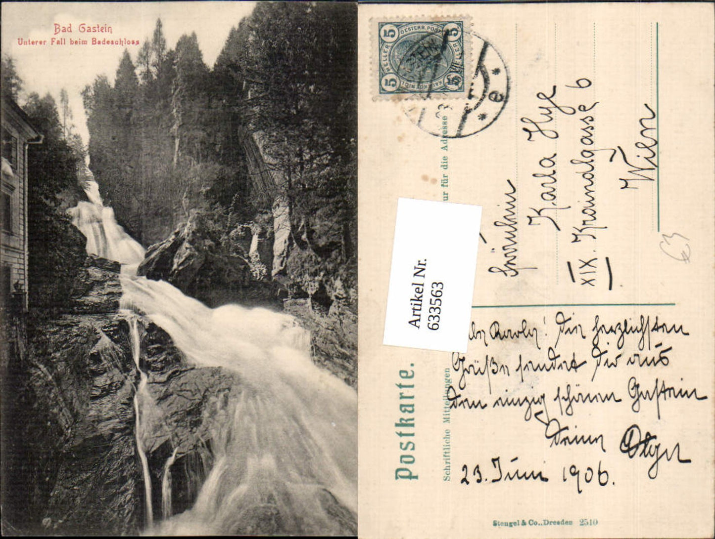 633563,Badgastein Bad Gastein Unterer Wasserfall 1900