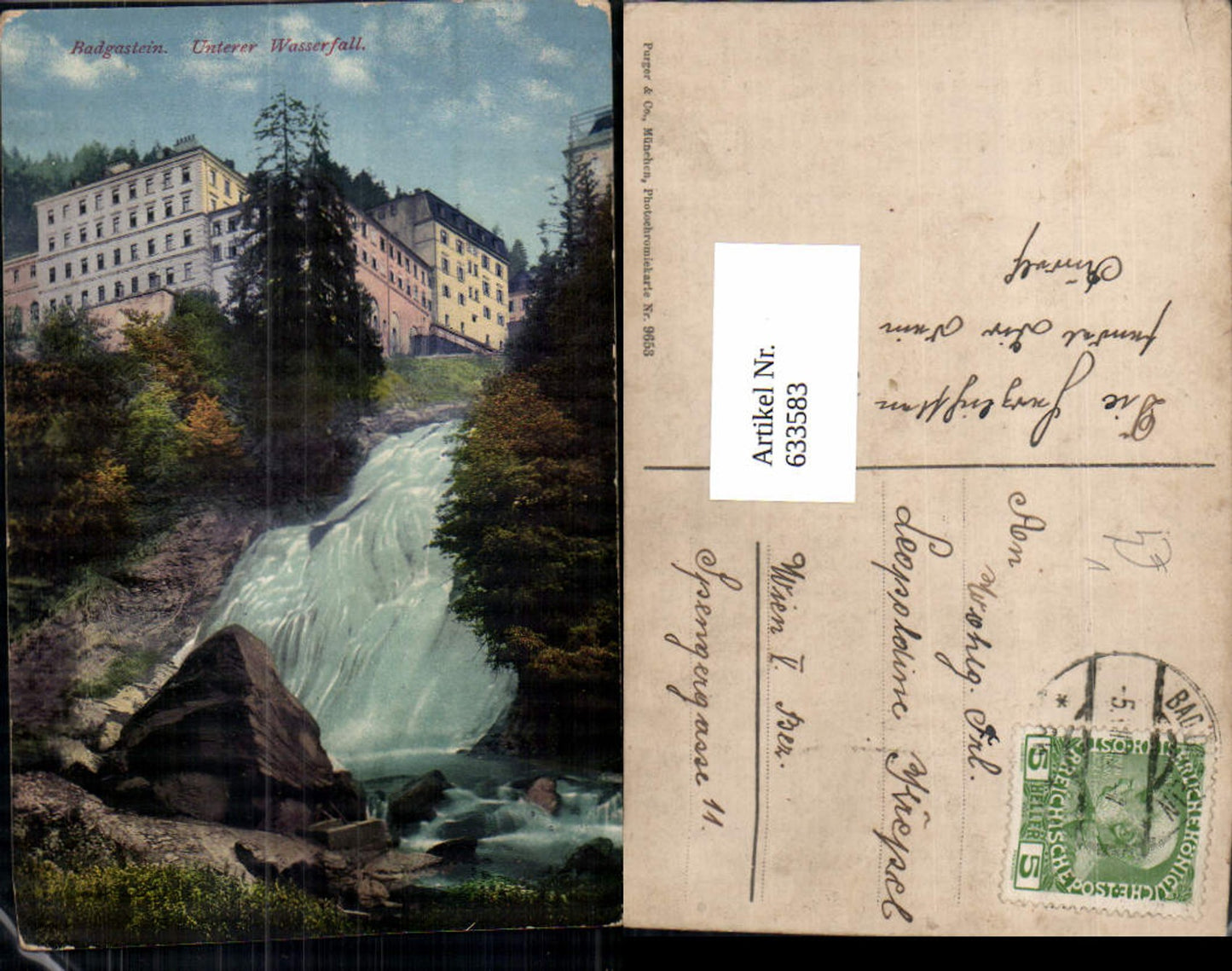 633583,Bad Gastein Unterer Wasserfall Hotel Straubinger pub Purger & Co. 9653