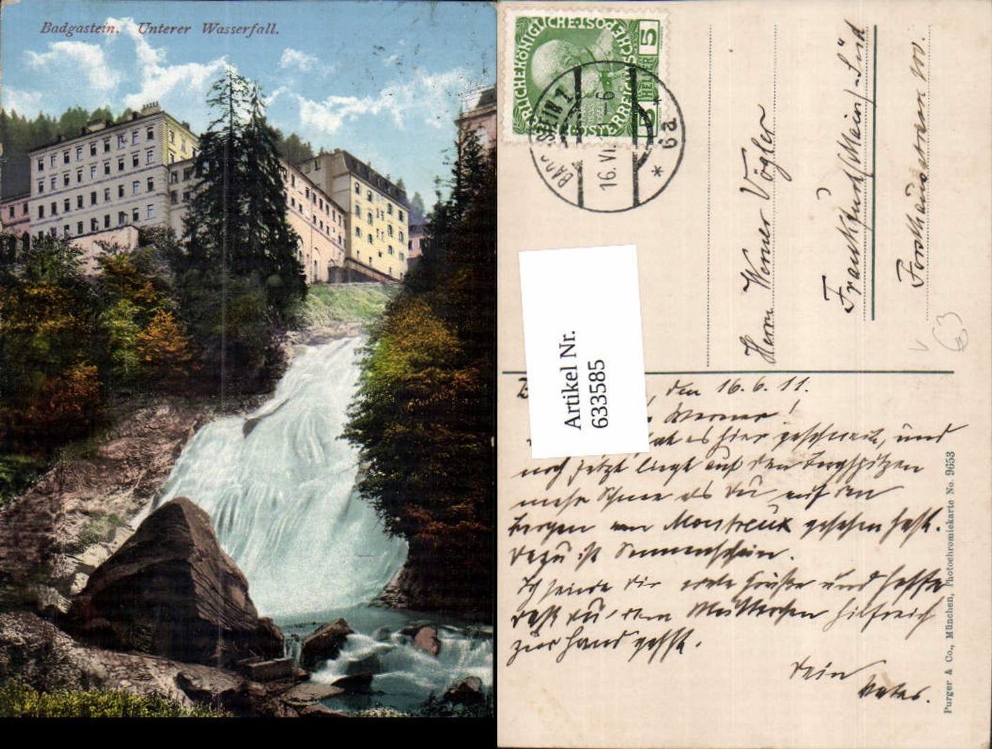 633585,Badgastein Bad Gastein Unterer Wasserfall Hotel Straubinger Purger Co. 9653