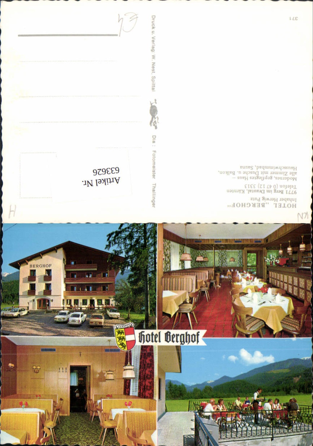 633626,Mehrbild Ak Berg im Drautal Hotel Berghof
