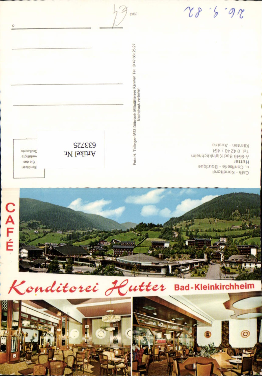 633725,Mehrbild Ak Bad Kleinkirchheim Cafe Konditorei Hutter