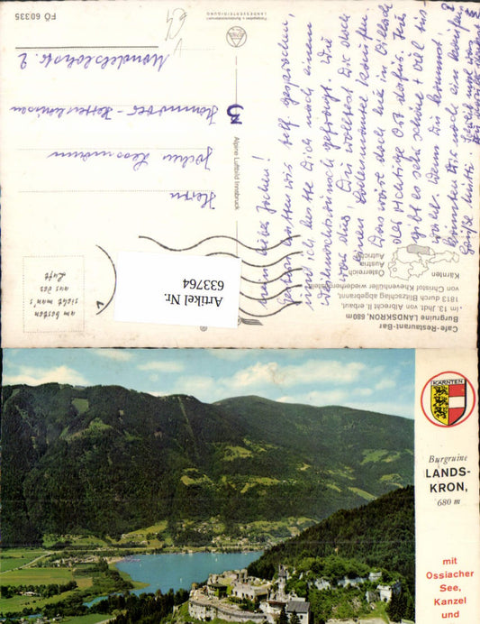 633764,Villach Burgruine Landskron m. Ossiacher See pub Alpine Luftbild FÖ 60335
