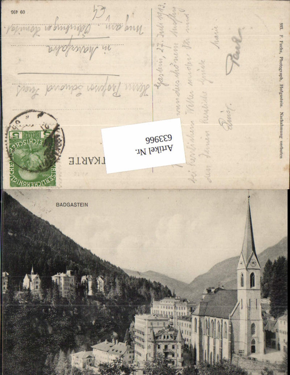 633966,Bad Gastein Badgastein Katholische Kirche pub F. Fuchs 593