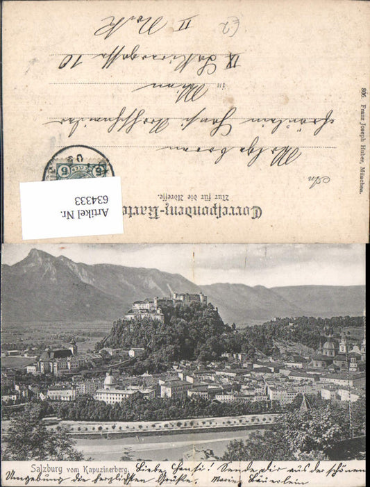 634333,Salzburg vom Kapuzinerberg m. Festung