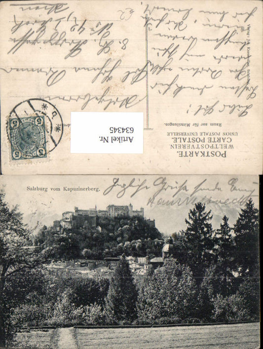 634345,Salzburg vom Kapuzinerberg Blick auf Festung