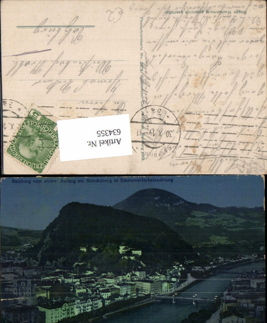 634355,Salzburg vom elektrischen Aufzug a. Mönchsberg b. Nacht