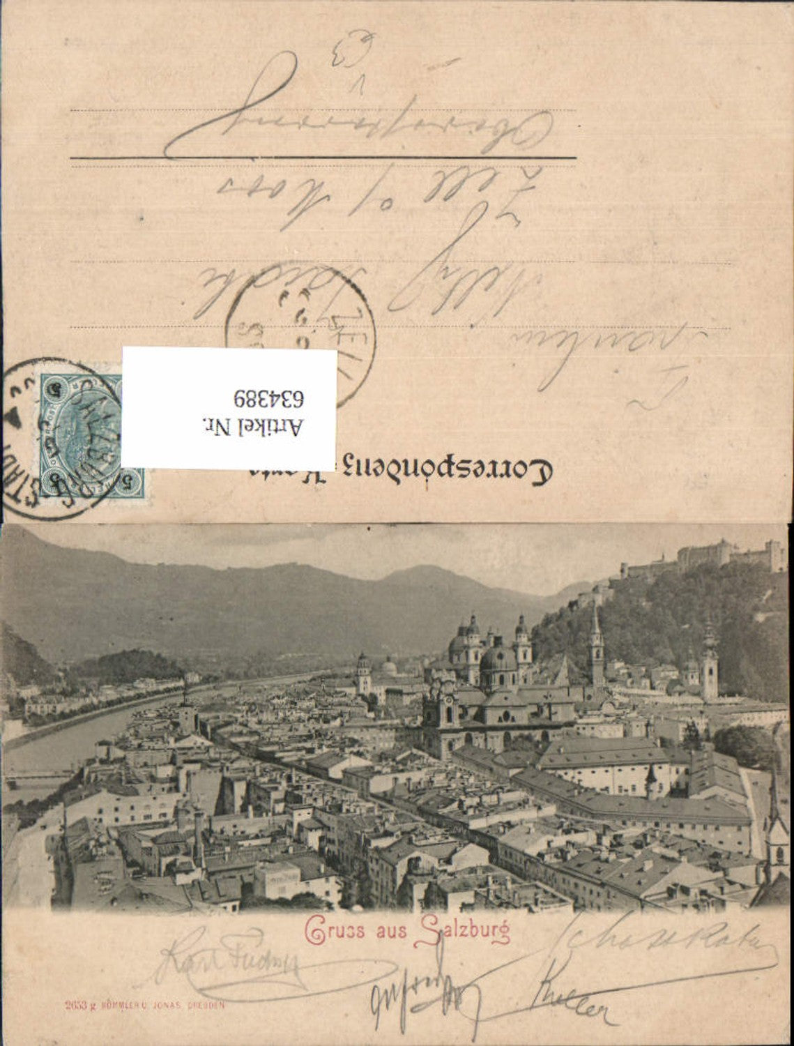 634389,Litho Salzburg Ansicht pub Römmler Jonas 2653