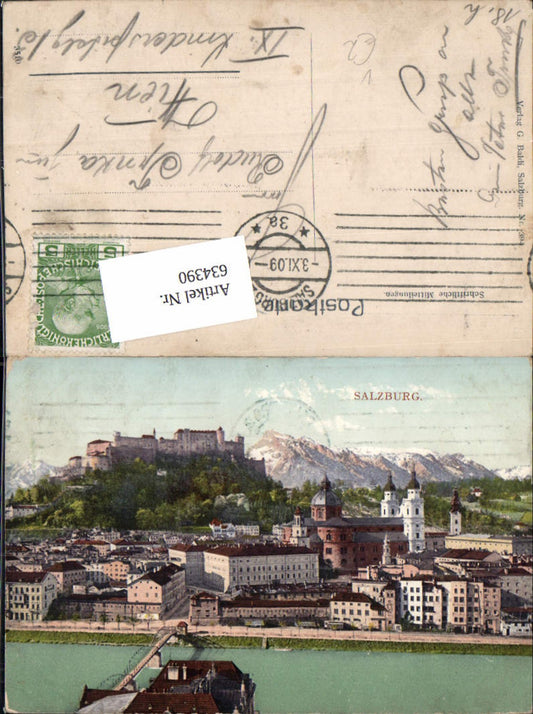 634390,Salzburg Ansicht Staatsbrücke und Festung pub G. Baldi 394