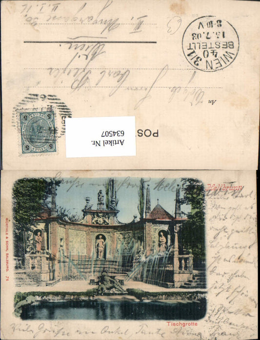 634507,Salzburg Hellbrunn Tischgrotte Brunnen Springbrunnen