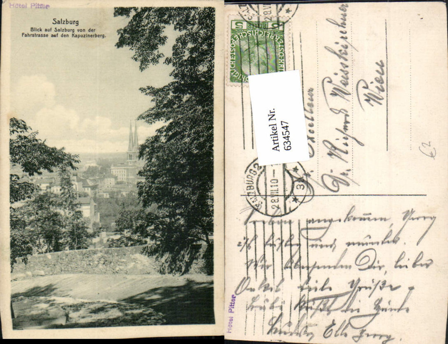 634547,Salzburg Blick auf Salzburg v. d. Fahrstrasse a. d. Kapuzinerberg