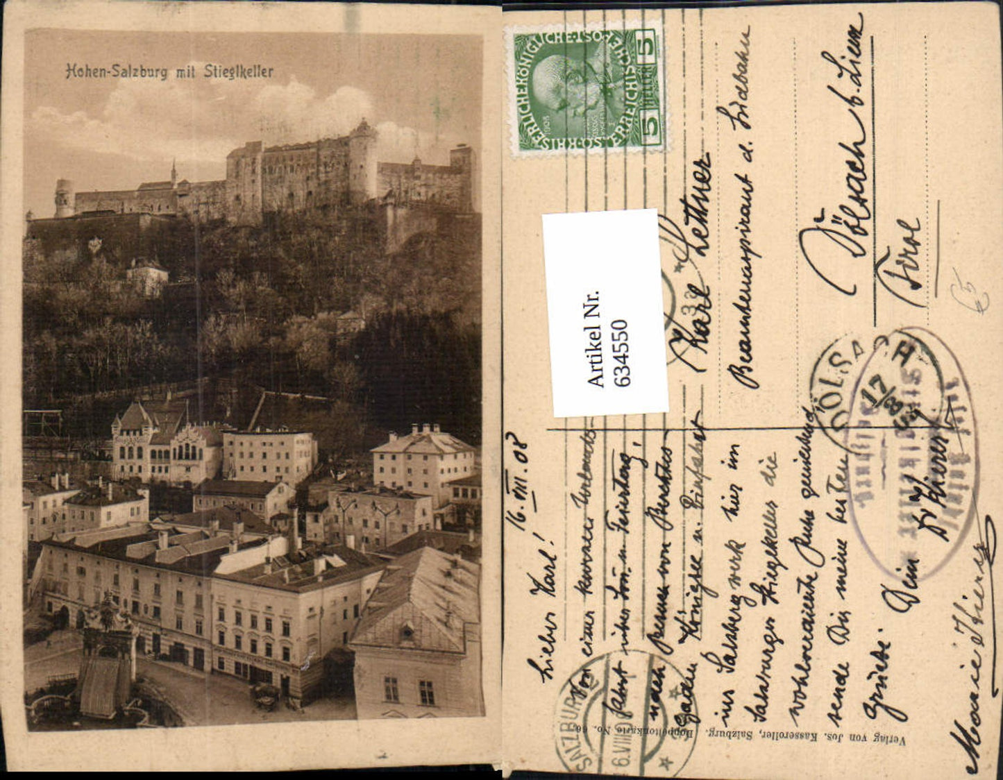 634550,Salzburg Hohensalzburg m. Stieglkeller