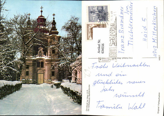 634556,Steyr Christkindl Wallfahtskirche im Winter Kirche Stempel Christkindl 1968