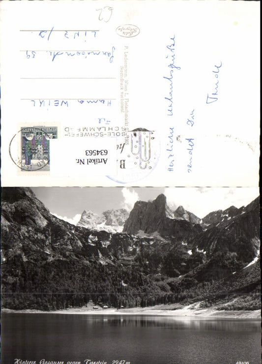 634563,Foto Ak Hinterer Gosausee geg. Torstein Gosau
