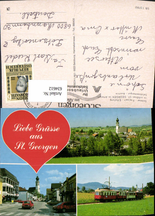 634612,Mehrbild Ak St Georgen im Attergau VW Golf Eisenbahn