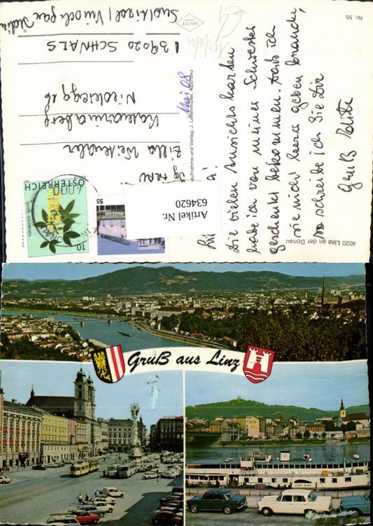 634620,Mehrbild Ak Linz a. d. Donau Schiff Dampfer Stadt Wien Hauptplatz Straßenbahn Urfahr