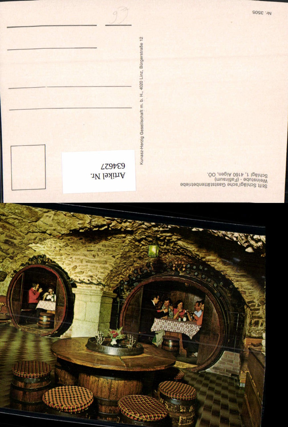 634627, Schlägl Aigen Stift Schläglsche Gaststättenbetriebe Weinstube Faßlraum Wein