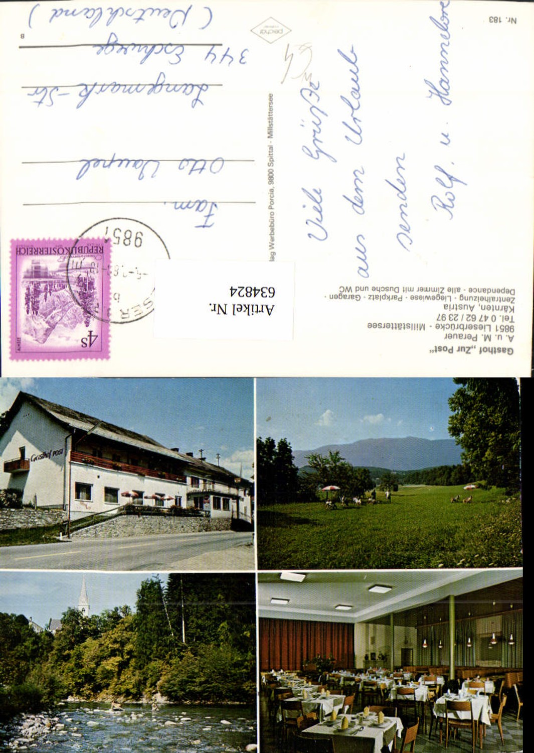 634824,Mehrbild Ak Lieserbrücke Lieserhofen Millstättersee Gasthof Zur Post