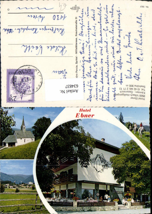 634837,Mehrbild Ak Villach Heiligengeist Hotel Ebner Kirche