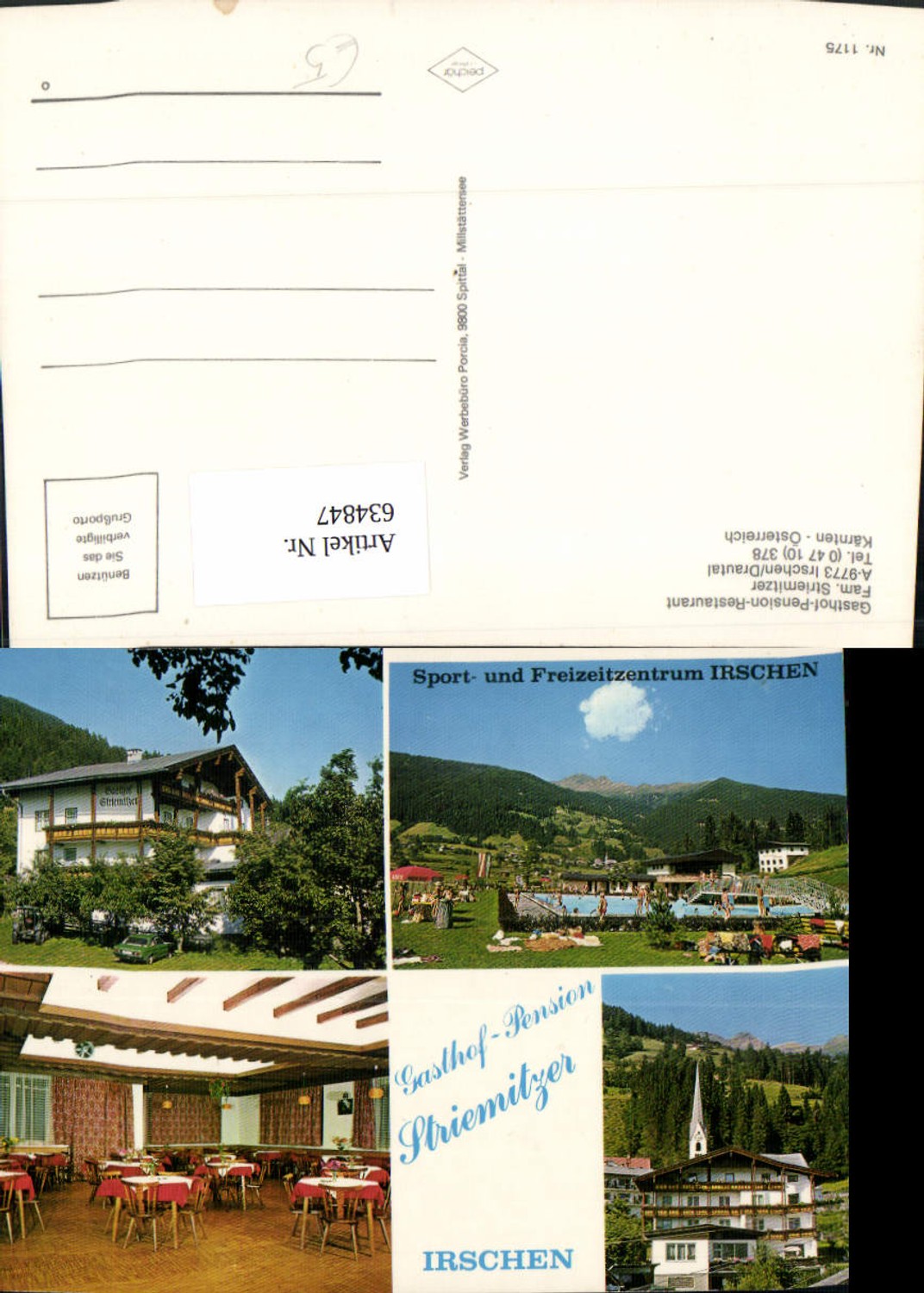 634847,Mehrbild Ak Irschen Drautal Gasthof Pension Striemitzer