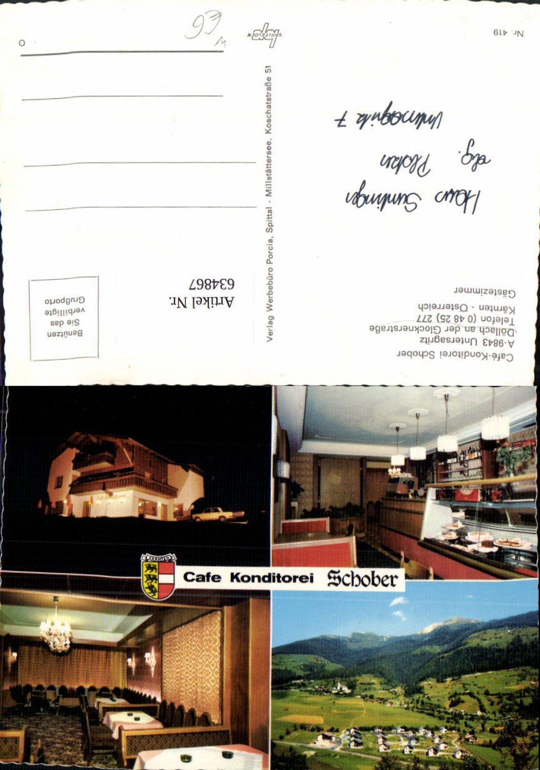 634867,Mehrbild Ak Untersagritz Großkirchheim Döllach Glocknerstraße Cafe Konditorei Schober