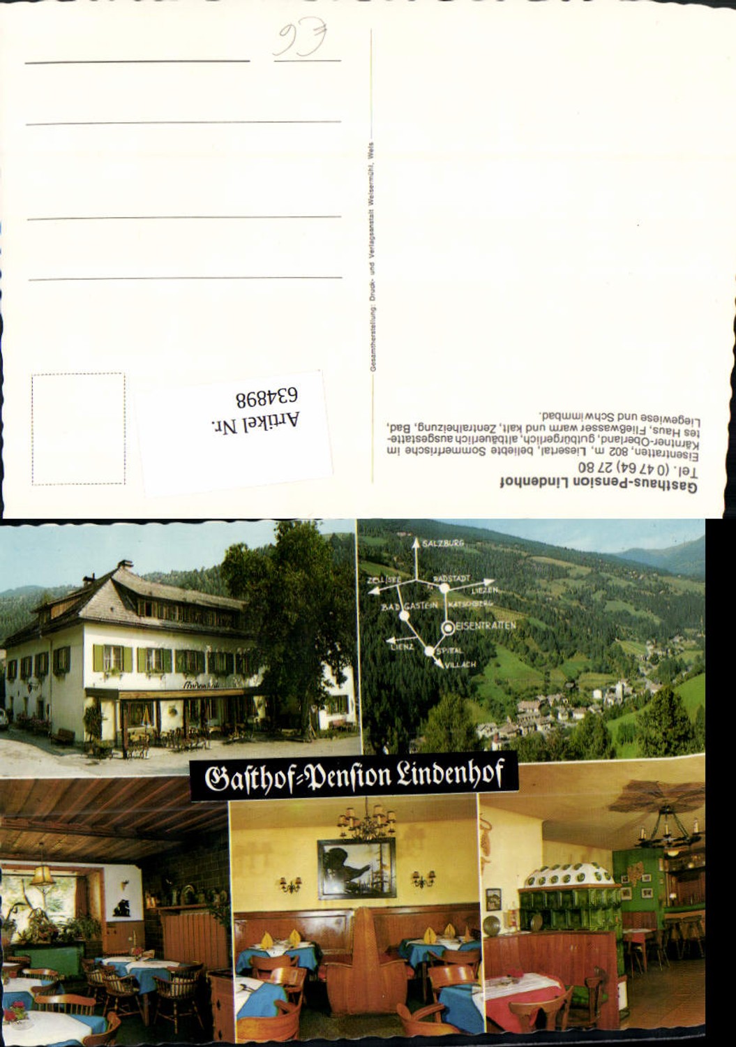 634898,Mehrbild Ak Eisentratten Krems in Kärnten Liesertal Gasthof Pension Lindenhof