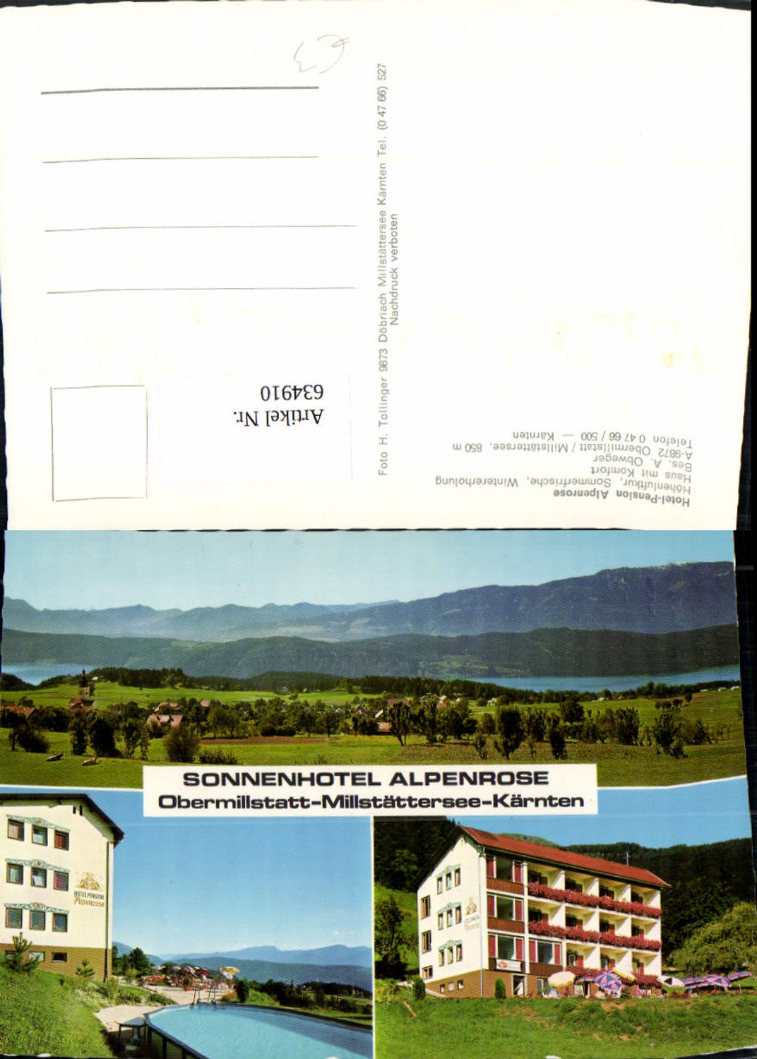 634910,Mehrbild Ak Obermillstatt Millstättersee Hotel Pension Alpenrose