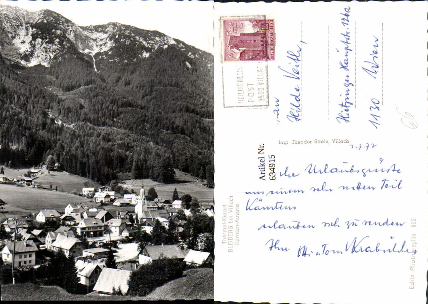 634915,Foto Ak Bad Bleiberg b. Villach Ansicht