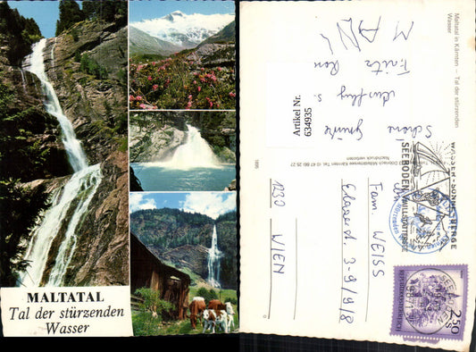 634935,Mehrbild Ak Maltatal Malta Kärnten Wasserfall Wassermühle Rinder Fallbach-Wasserfall